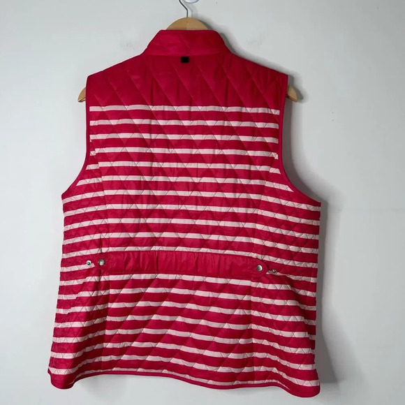 NWT Talbots Red Striped Quilted Puffer Vest Women’s XLP Sleeveless Fisherman - Picture 7 of 9